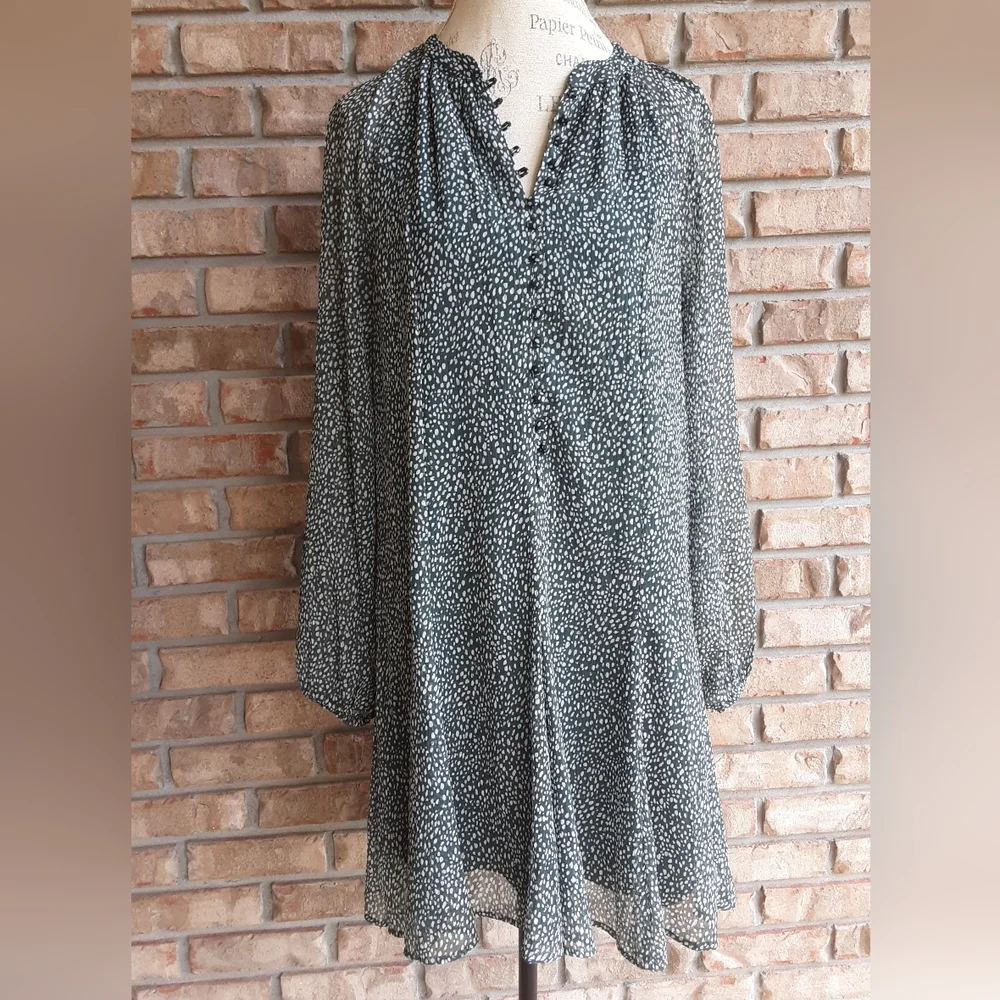 Joie Limited Edition Boho Baloon Sleeve Flowy Semi Sheer Dress.